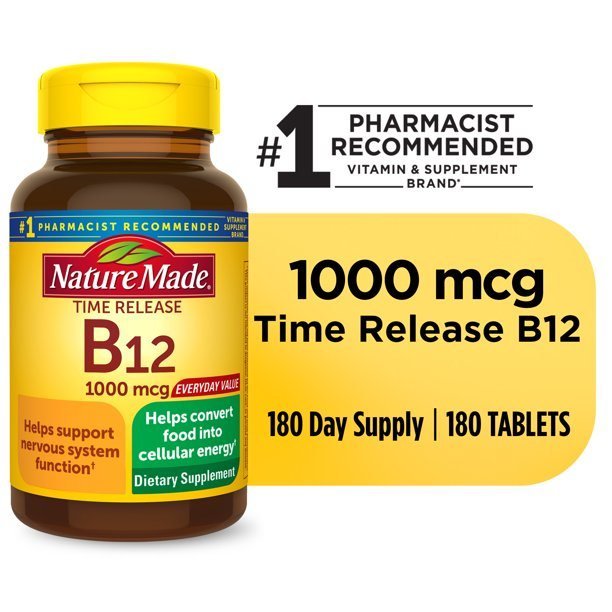 Nature Made Vitamin B12 1000 mcg Time Release Tablets; Dietary Supplement; 180 Count Nature Made Vitamin B12 1000 mcg Time Release Tablets; Dietary Supplement; 180 Count