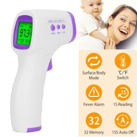 Digital Infrared Thermometer Non-contact Forehead Body Thermometer Surface Room Instant Accurate Reading (Color: White)